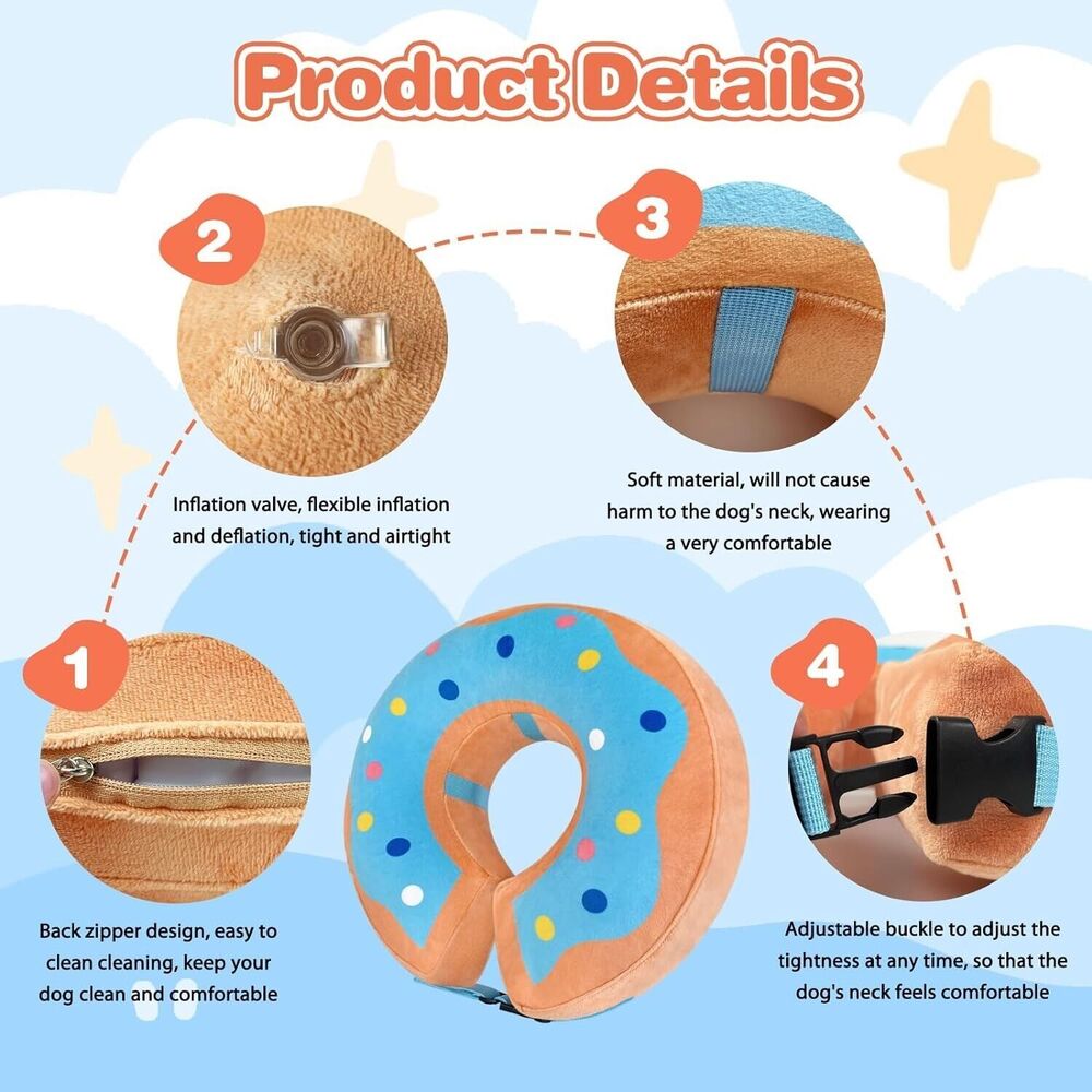 Protective Dog Donut Collar Inflatable Dog Cone After Surgery L (14-19in) NEW!! - Picture 6 of 8